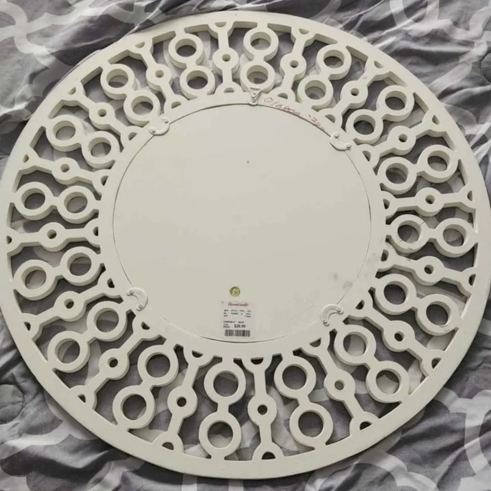 Elegant White Circular Wall Mirror